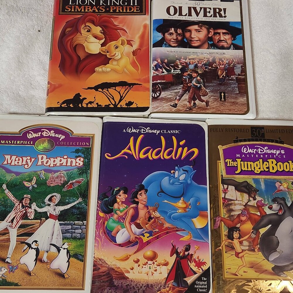 Vintage Disney Masterpiece & Musical VHS Lot – Aladdin, Mary Poppins, Jungle Boo